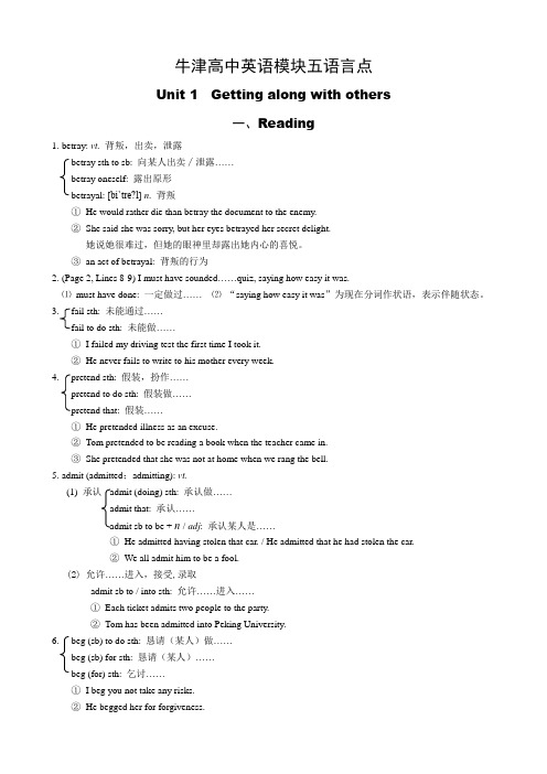 牛津高中英语模块五单元1-3语言点