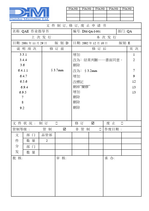 QAE作业指导书