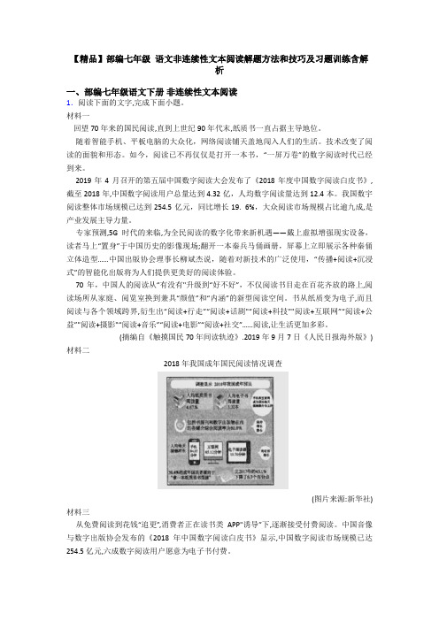 【精品】部编七年级 语文非连续性文本阅读解题方法和技巧及习题训练含解析