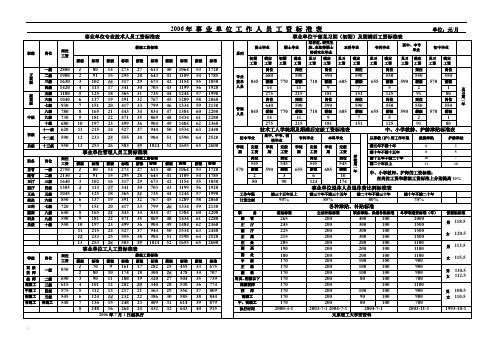 2006年事业单位工资套改标准表