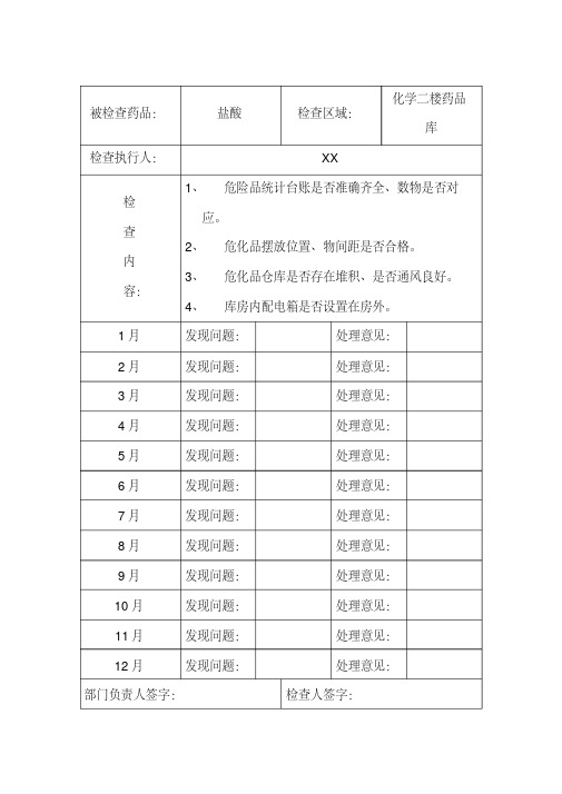 危险化学品安全检查记录