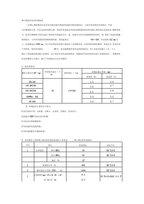 聚乙烯涂层技术性能描述