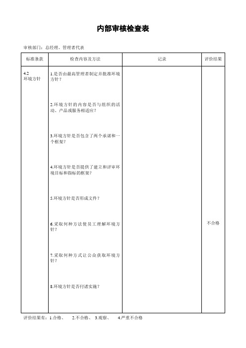 ISO14001 2004内审查检表