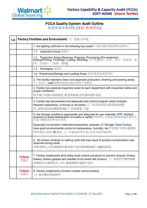 2014年6月最新WALMART质量验厂标准