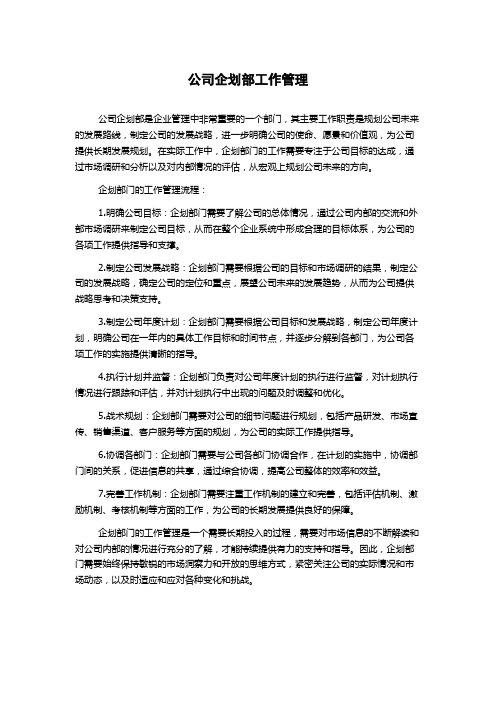 公司企划部工作管理