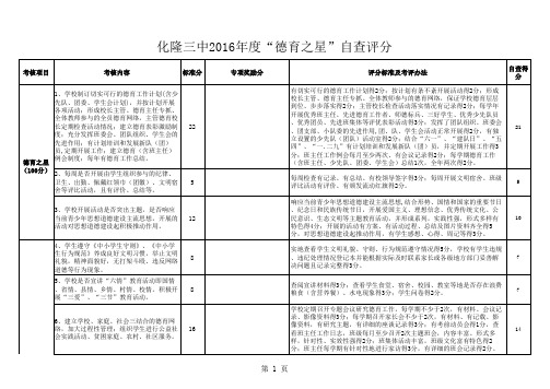 “德育之星”自查评分表