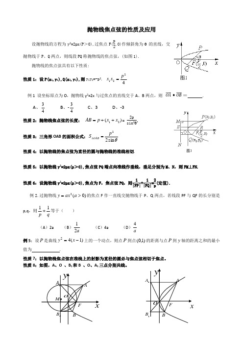 抛物线焦点弦性质