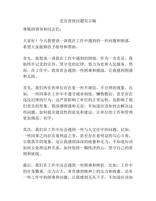 党员查找问题发言稿