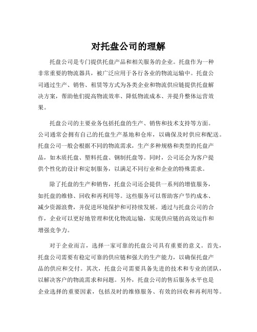 对托盘公司的理解