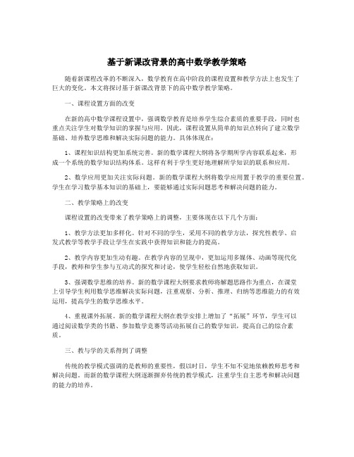 基于新课改背景的高中数学教学策略