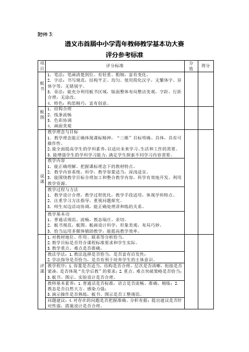 教师基本功比赛评分标准