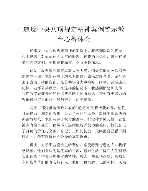 违反中央八项规定精神案例警示教育心得体会