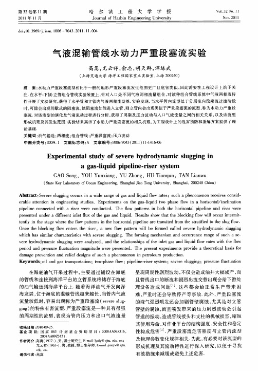气液混输管线水动力严重段塞流实验