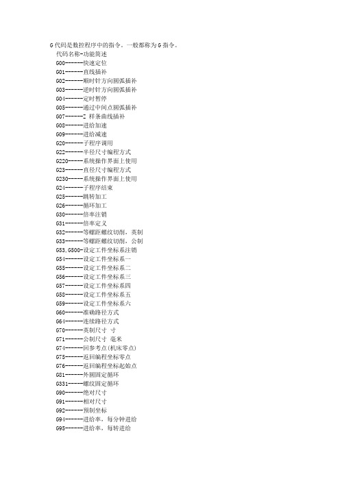 数控车床G指令