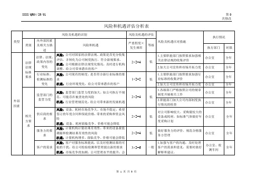 风险和机遇评估分析表