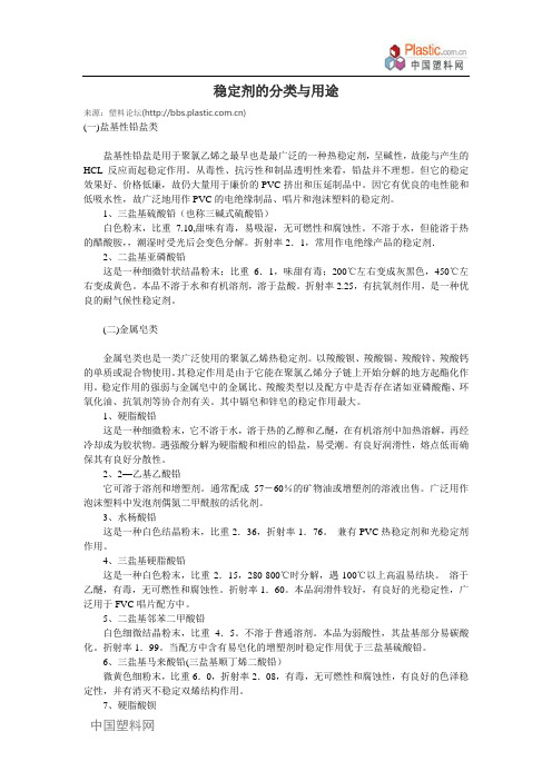 稳定剂的分类与用途