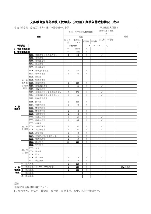 (03中心小学)办学条件达标情况(表4)