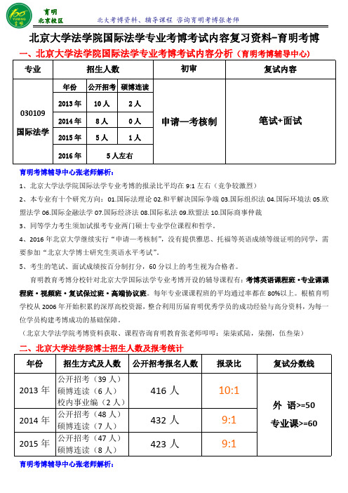 北京大学法学院国际法学专业考博招生人数-育明考博