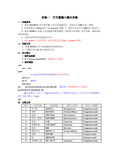 实验一  开关量输入输出实验