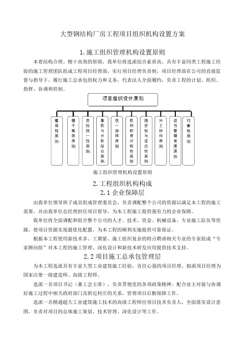 大型钢结构厂房工程项目组织机构设置方案