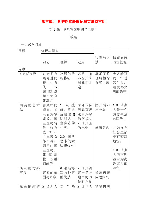 高中历史：3..3《克里特文明的“重现”》教案(新人教版选修5)