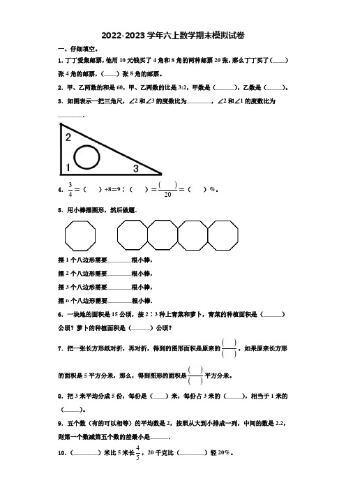 2023届北京市石景山区六年级数学第一学期期末质量检测模拟试题含解析