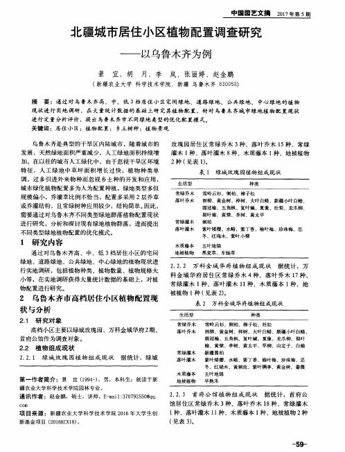 北疆城市居住小区植物配置调查研究——以乌鲁木齐为例