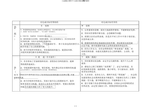 (完整版)教师个人成长规划SWOT分析