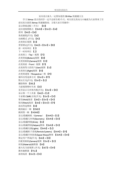 室内设计新人一定要知道的3D-Max快捷键大全