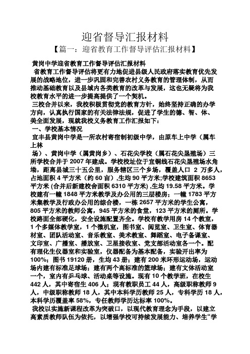 材料范文之迎省督导汇报材料