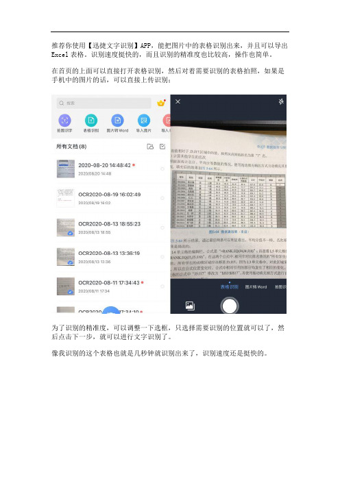 有什么软件可以把照片中的表格识别成excel文件