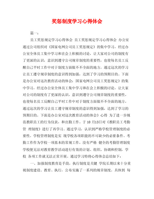 奖惩制度学习心得体会