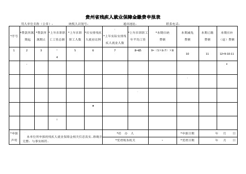 贵州省残疾人就业保障金缴费申报表