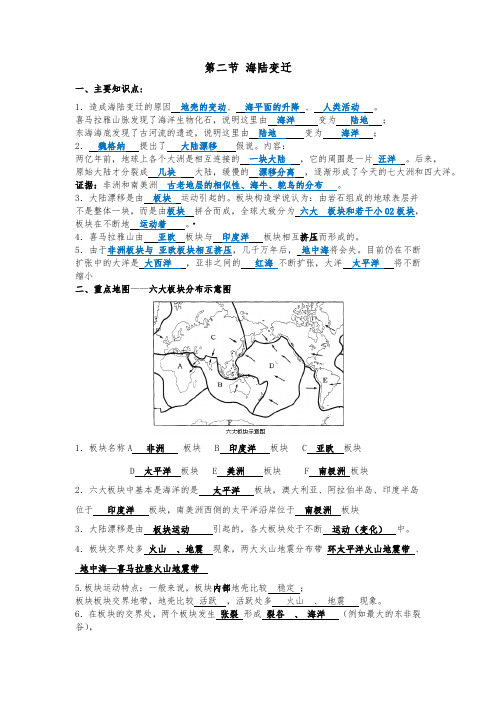 第二节 海陆变迁知识点