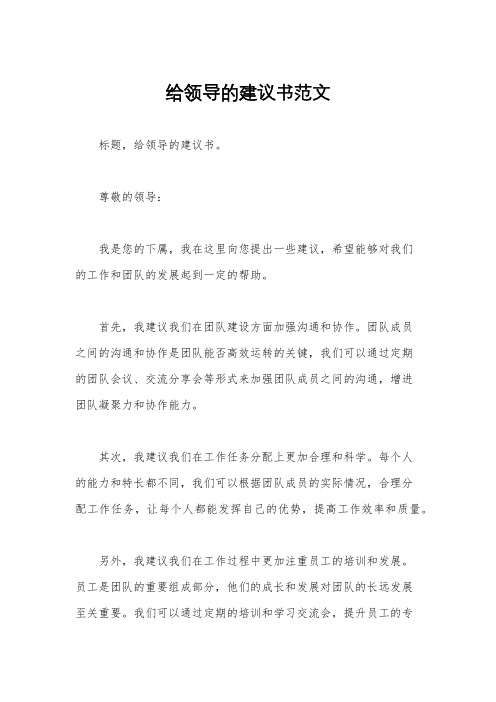 给领导的建议书范文