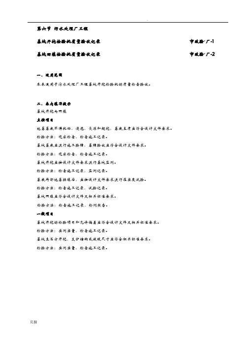 污水处理厂工程检验批质量验收记录表