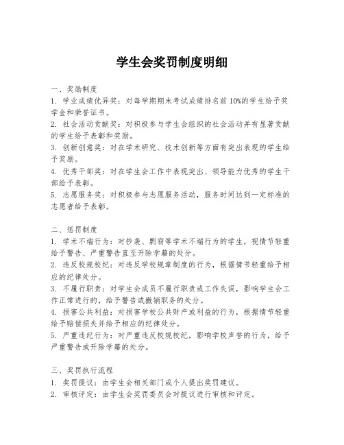 学生会奖罚制度明细