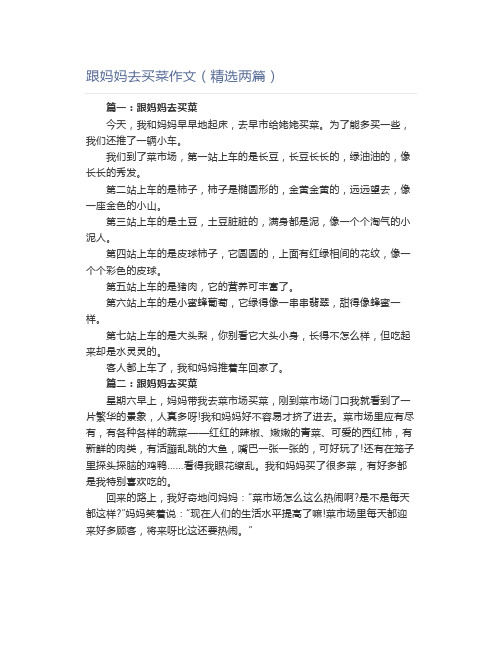 跟妈妈去买菜作文(精选两篇)