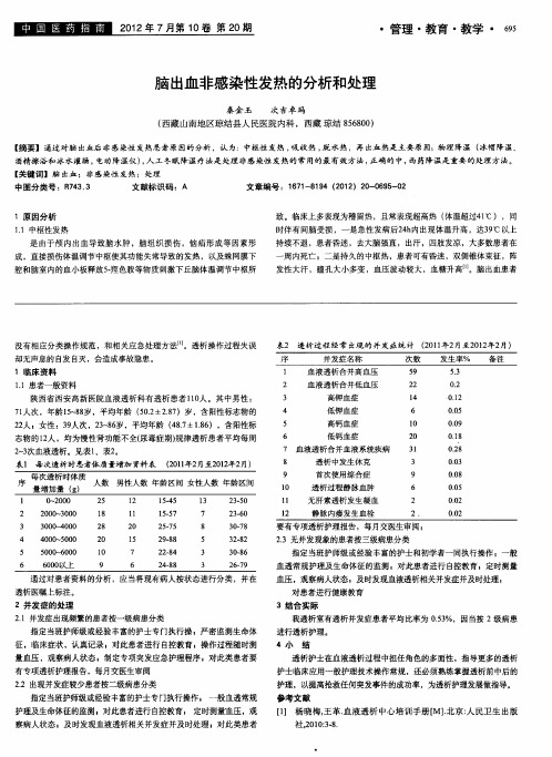 脑出血非感染性发热的分析和处理