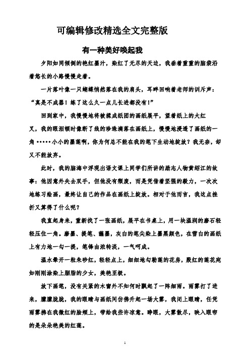 经典满分作文：有一种美好唤起我(3)精选全文完整版