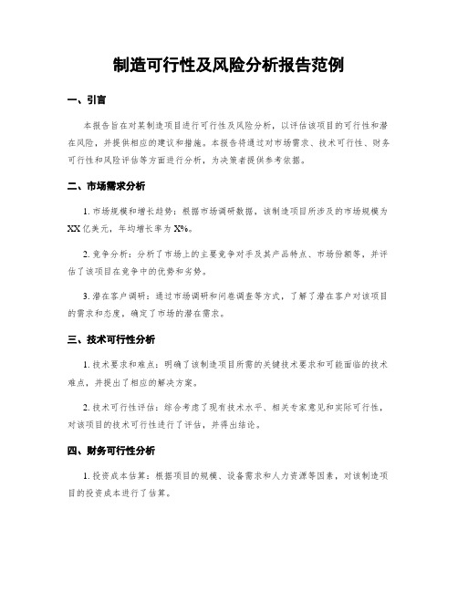 制造可行性及风险分析报告范例