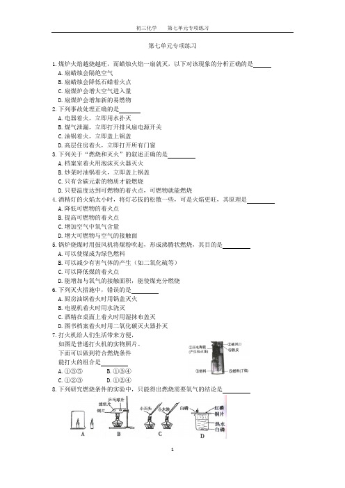 初三化学第七单元专项练习及答案