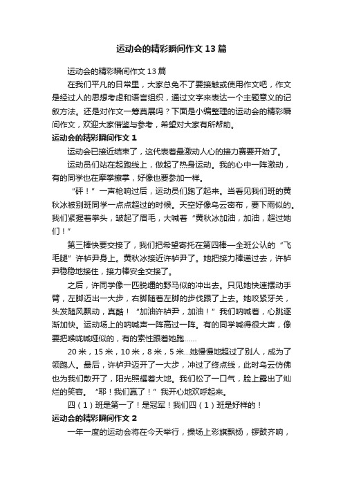 运动会的精彩瞬间作文13篇