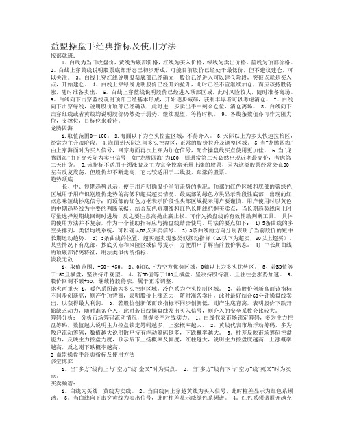 益盟操盘手经典指标及使用方法