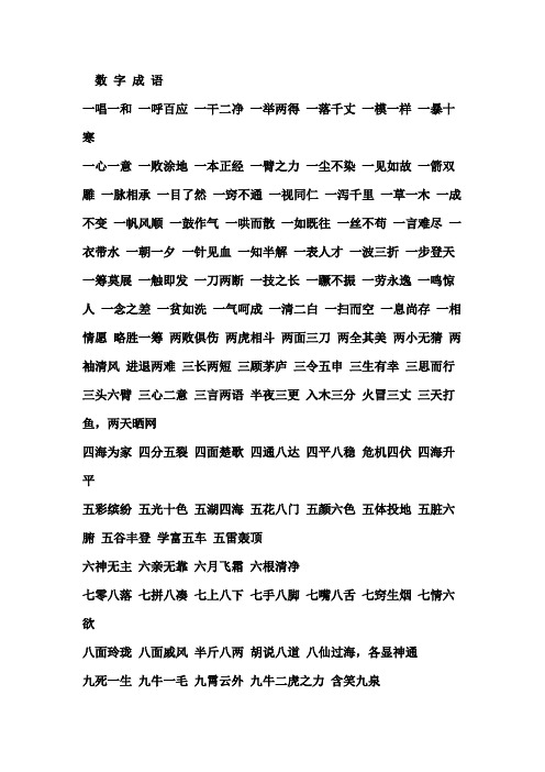 带数字的四字成语