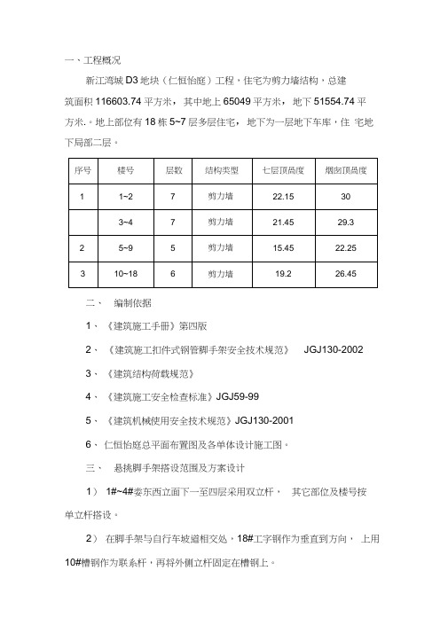 仁恒怡庭落地脚手施工方案