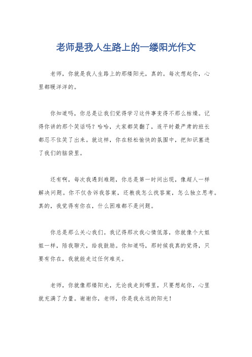 老师是我人生路上的一缕阳光作文