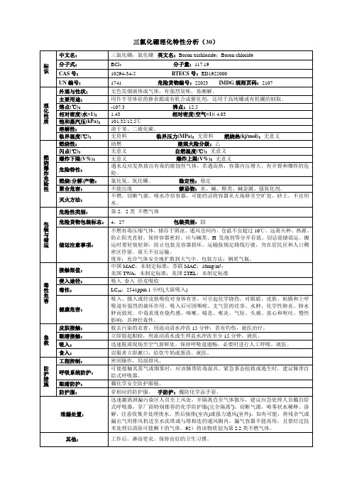 三氯化硼理化特性分析