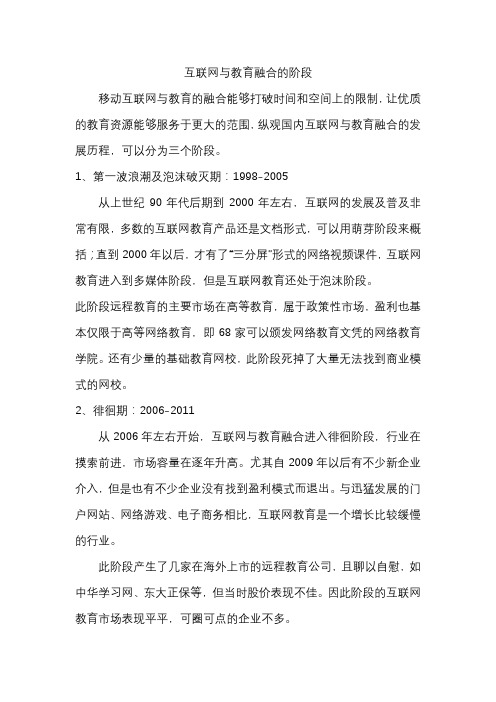 互联网与教育融合的阶段