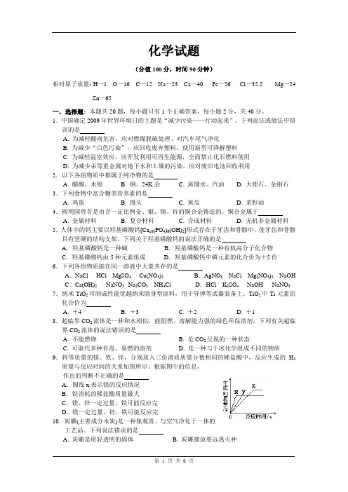 2009年中考仿真试题